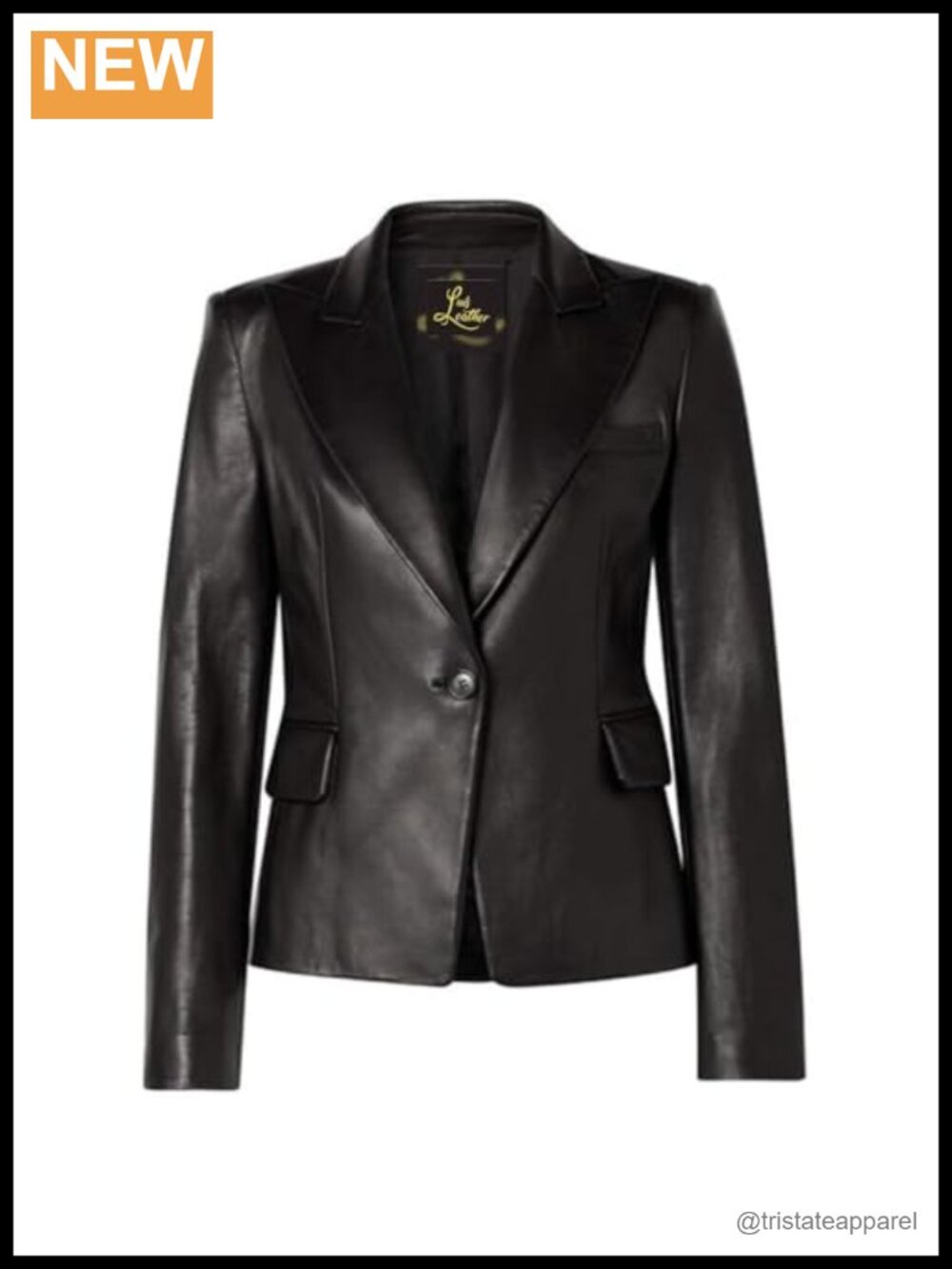 Real Lambskin Leather Double Breasted Blazer Coat for Women Office Style